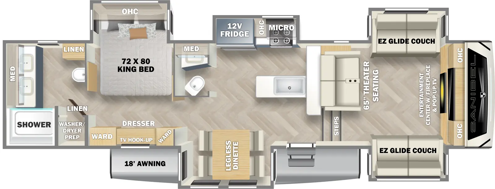 Sanibel 3802FLWB Floorplan